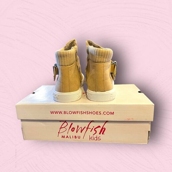 Blowfish FRAMATCHA Sneakers  HIGH TOP Light Camel Tan SUEDE Girl’s Size 4.5 NEW - Picture 7 of 9